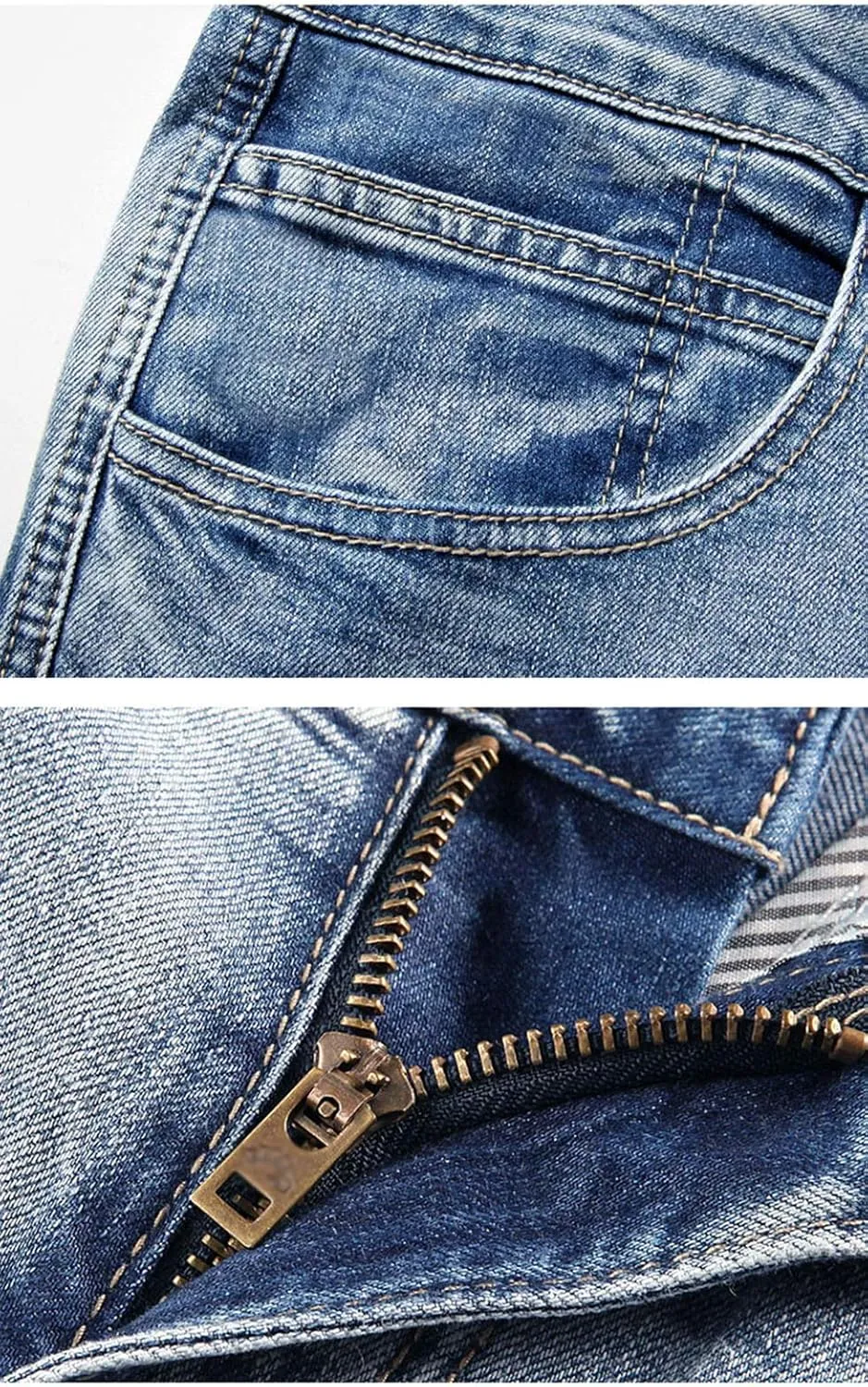 Men`s 3/4 Cargo Denim Shorts Biker Jeans with Multi Pockets