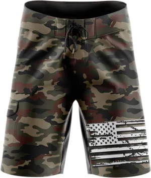 Men's American Flag Board Shorts, Decorated in The USA - Desert Camo | 44