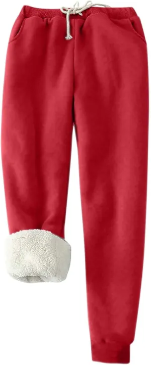 Mens Casual Fleece Pants Relaxed Fit Stretch Waist Warm Sweatpants Plus Size Soft Comfy Winter Lounge Pants with Pockets