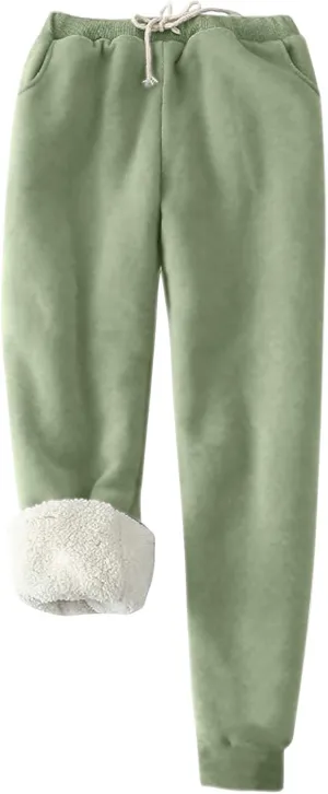Mens Casual Fleece Pants Relaxed Fit Stretch Waist Warm Sweatpants Plus Size Soft Comfy Winter Lounge Pants with Pockets