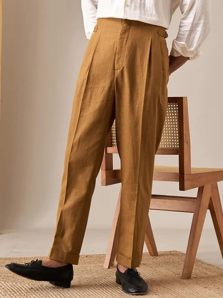 Men's Casual Linen Pants Beach Summer Pant Lightweight Linen Trousers Suit Pants