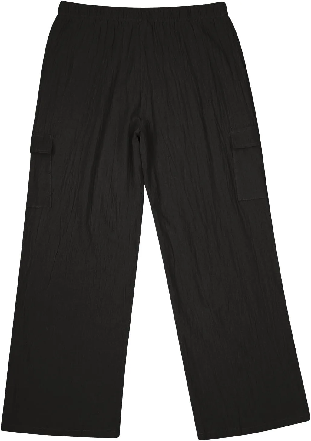 Men's Linen Cargo Pants Solid Casual Lightweight Pant with Multi Pockets Plus Size Drawstring Holiday Streetwear Big and Tall