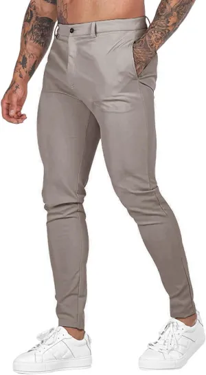 Mens Slim Fit Casual Pants Stretch Cotton Chinos Pants Tapered Lightweight Breathable Casual Golf Business Skinny Dress Pants