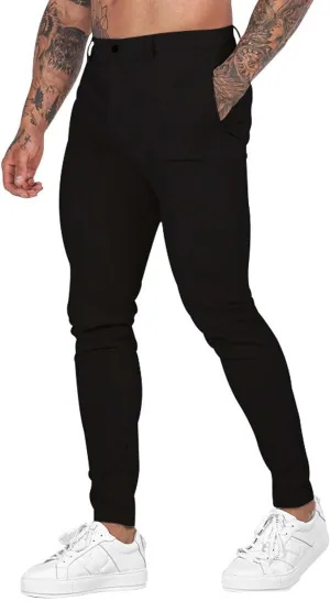 Mens Slim Fit Casual Pants Stretch Cotton Chinos Pants Tapered Lightweight Breathable Casual Golf Business Skinny Dress Pants