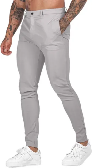 Mens Slim Fit Casual Pants Stretch Cotton Chinos Pants Tapered Lightweight Breathable Casual Golf Business Skinny Dress Pants