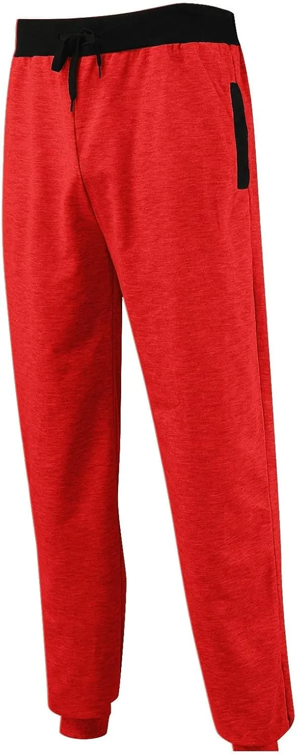 Mens Straight Legs Pants Drawstring Stretch Casual Loose Fit Solid Sweatpants Workout Training Trousers with Pockets