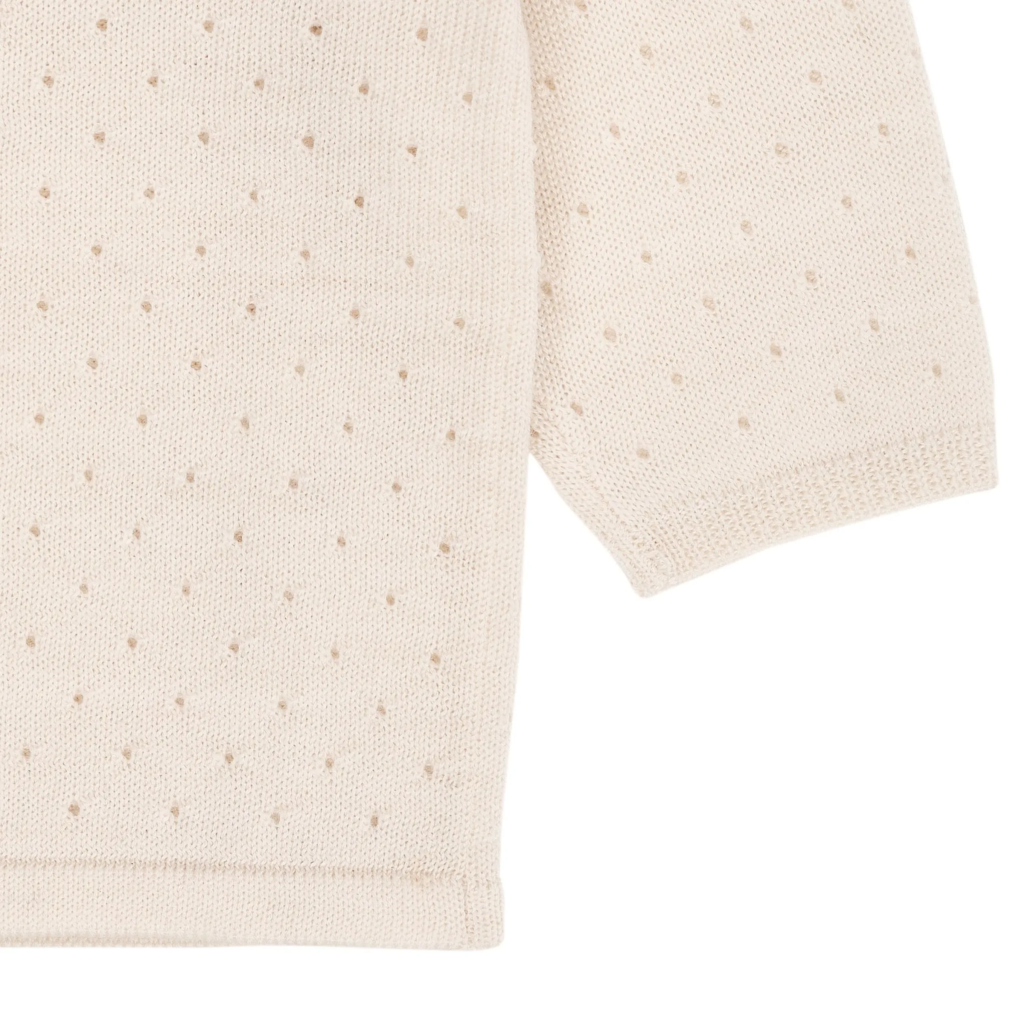MERINO CROSSOVER CARDIGAN W. HOLE PATTERN - CREAM