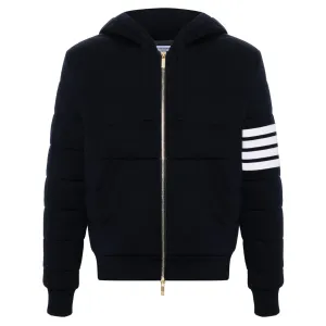 Merino Wool Jersey Stitch Padded 4-Bar Zip Up Hoodie