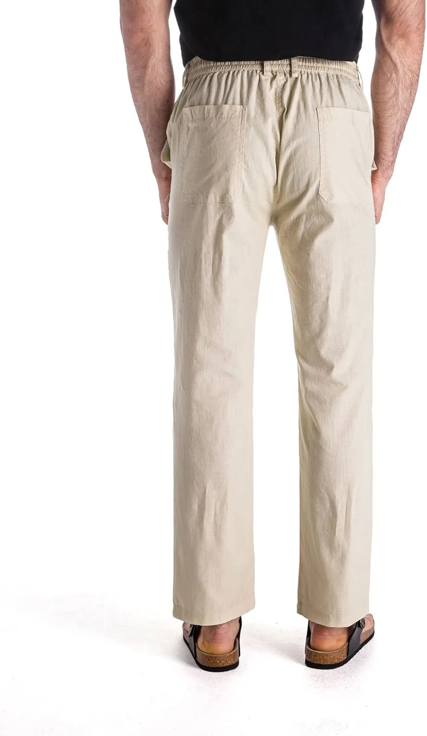 MUSE FATH Mens Linen Drawstring Casual Beach Pants-Lightweight Summer Trousers