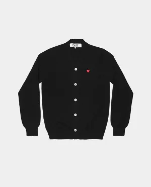 N080 SMALL RED HEART CARDIGAN / BLACK