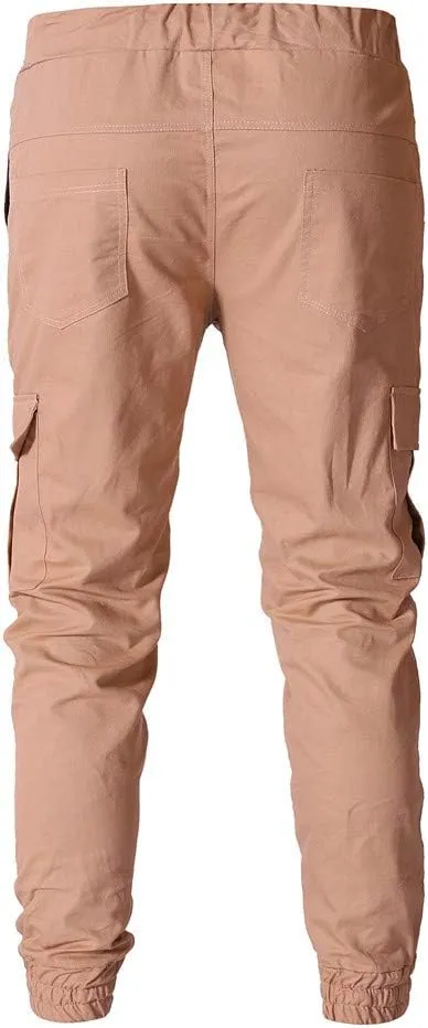 NATHGAM Fashion Mens Casual Pants Slim Fit Chino Pants Training Trousers Drawstring Jogger Pants Outdoor Cargo Pant Sweatpant