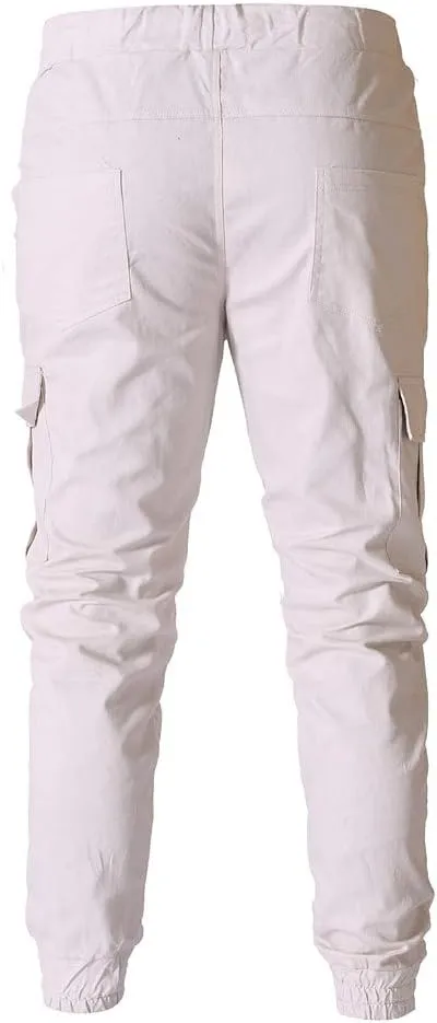 NATHGAM Fashion Mens Casual Pants Slim Fit Chino Pants Training Trousers Drawstring Jogger Pants Outdoor Cargo Pant Sweatpant
