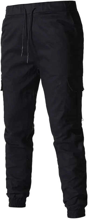 NATHGAM Fashion Mens Casual Pants Slim Fit Chino Pants Training Trousers Drawstring Jogger Pants Outdoor Cargo Pant Sweatpant