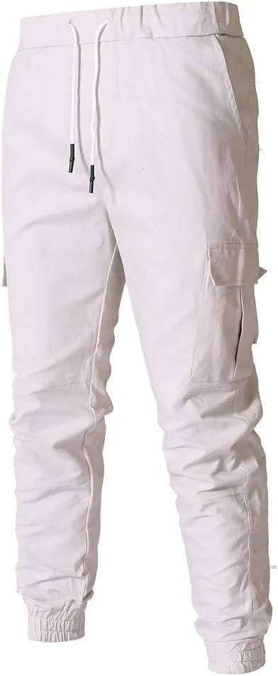 NATHGAM Fashion Mens Casual Pants Slim Fit Chino Pants Training Trousers Drawstring Jogger Pants Outdoor Cargo Pant Sweatpant