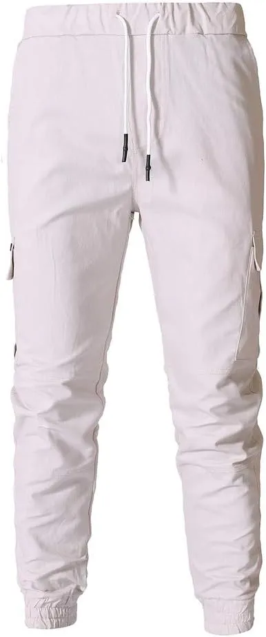 NATHGAM Fashion Mens Casual Pants Slim Fit Chino Pants Training Trousers Drawstring Jogger Pants Outdoor Cargo Pant Sweatpant