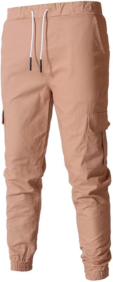 NATHGAM Fashion Mens Casual Pants Slim Fit Chino Pants Training Trousers Drawstring Jogger Pants Outdoor Cargo Pant Sweatpant