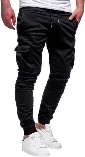 NATHGAM Fashion Mens Casual Pants Slim Fit Chino Pants Training Trousers Drawstring Jogger Pants Outdoor Cargo Pant Sweatpant