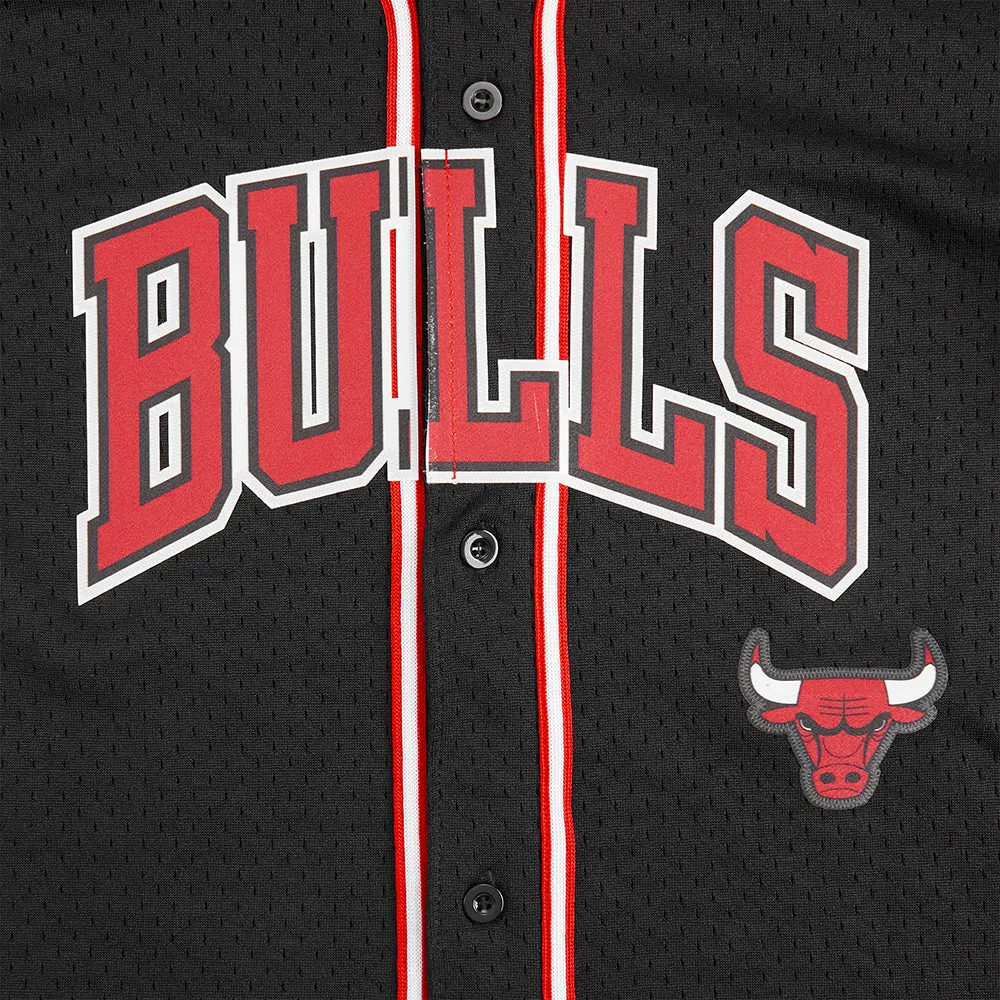 NBA CHICAGO BULLS CLASSIC BIG BOYS MESH BUTTON DOWN SHIRT (BLACK/RED)