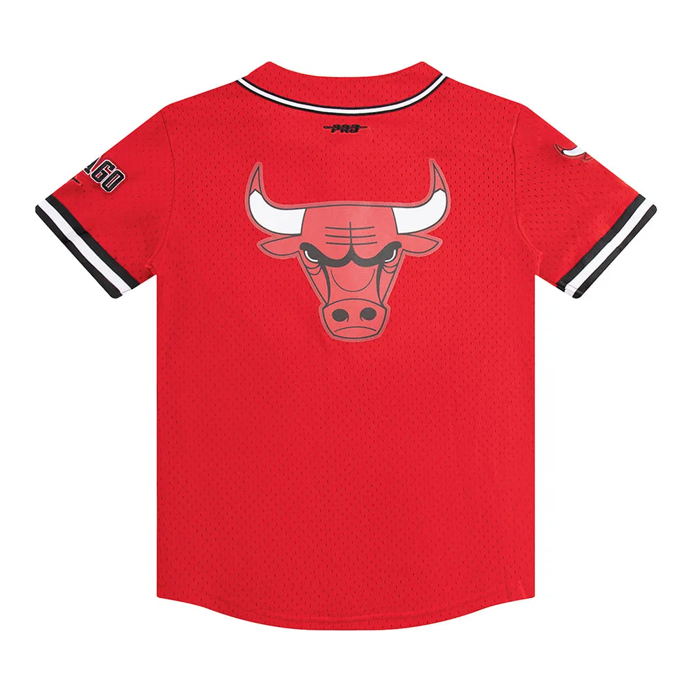 NBA CHICAGO BULLS CLASSIC BIG BOYS MESH BUTTON DOWN SHIRT (RED/BLACK)