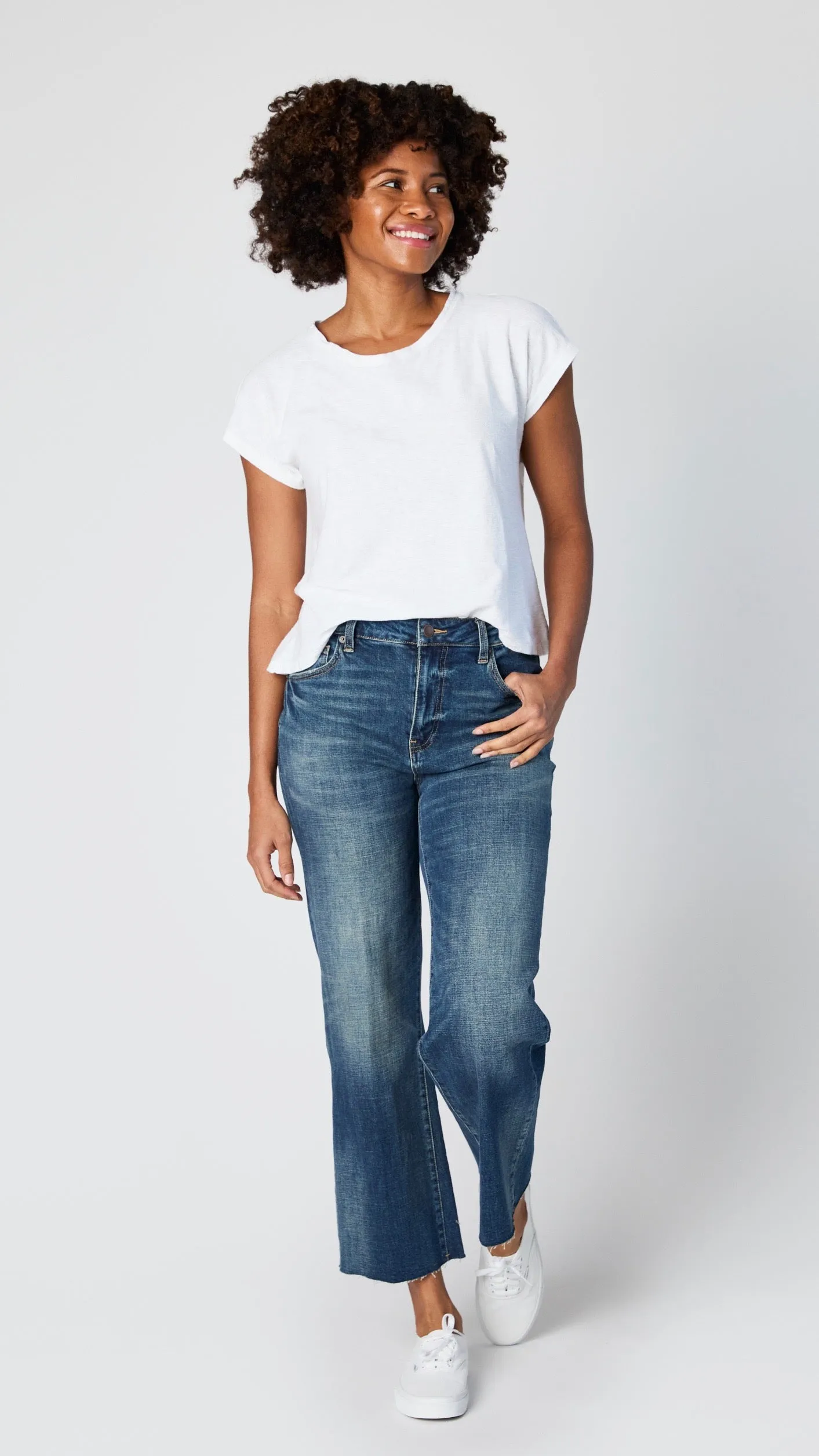 Oliver Logan Aberdeen Dark Vintage Wash Denim Wide Legged Jean