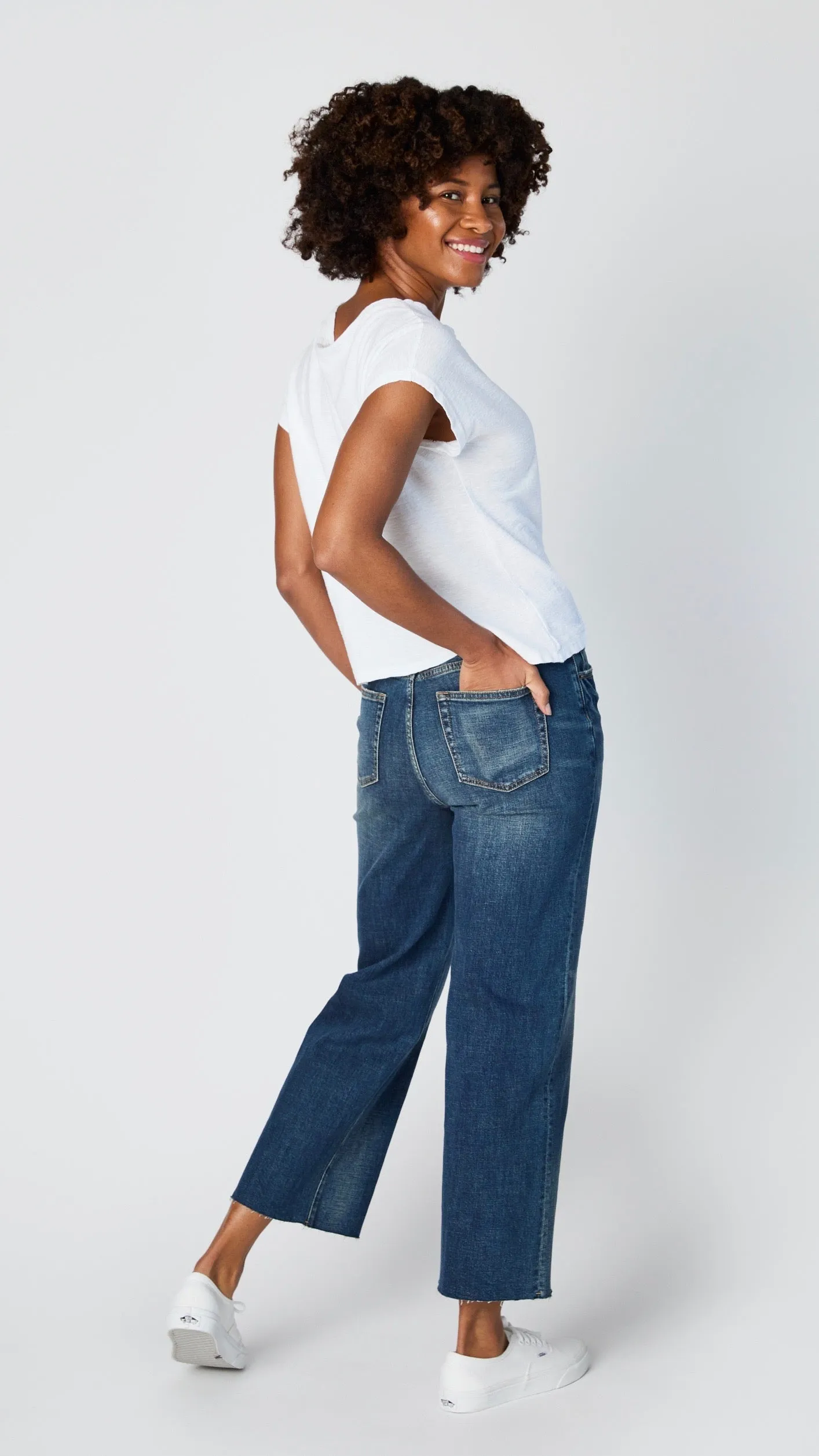 Oliver Logan Aberdeen Dark Vintage Wash Denim Wide Legged Jean