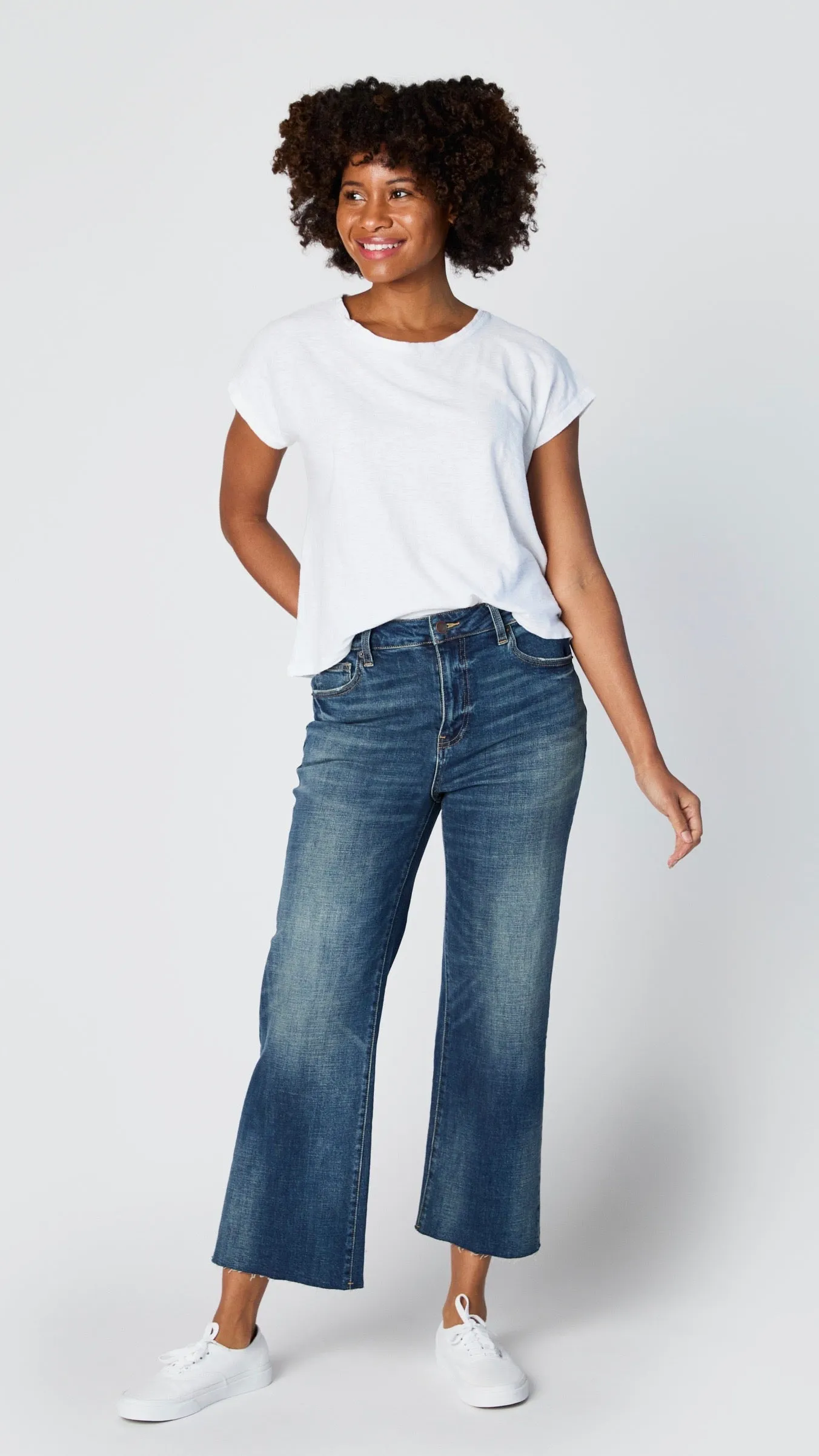 Oliver Logan Aberdeen Dark Vintage Wash Denim Wide Legged Jean