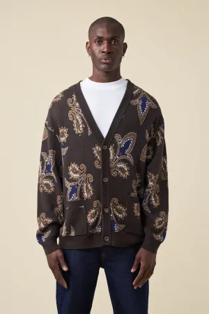 PAISLEY WOOL GRANDAD CARDIGAN