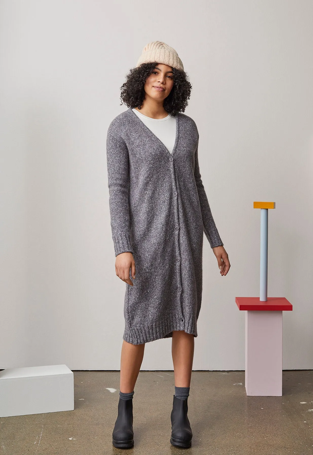 Petit Fluffy Knit Cardigan Granit Grey