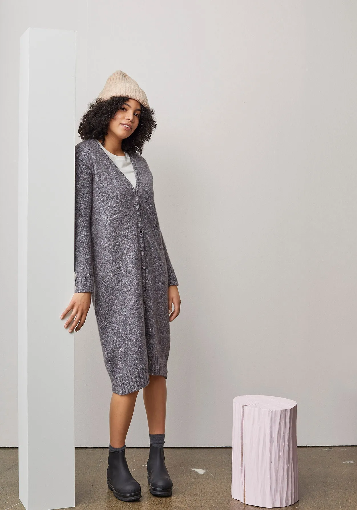 Petit Fluffy Knit Cardigan Granit Grey