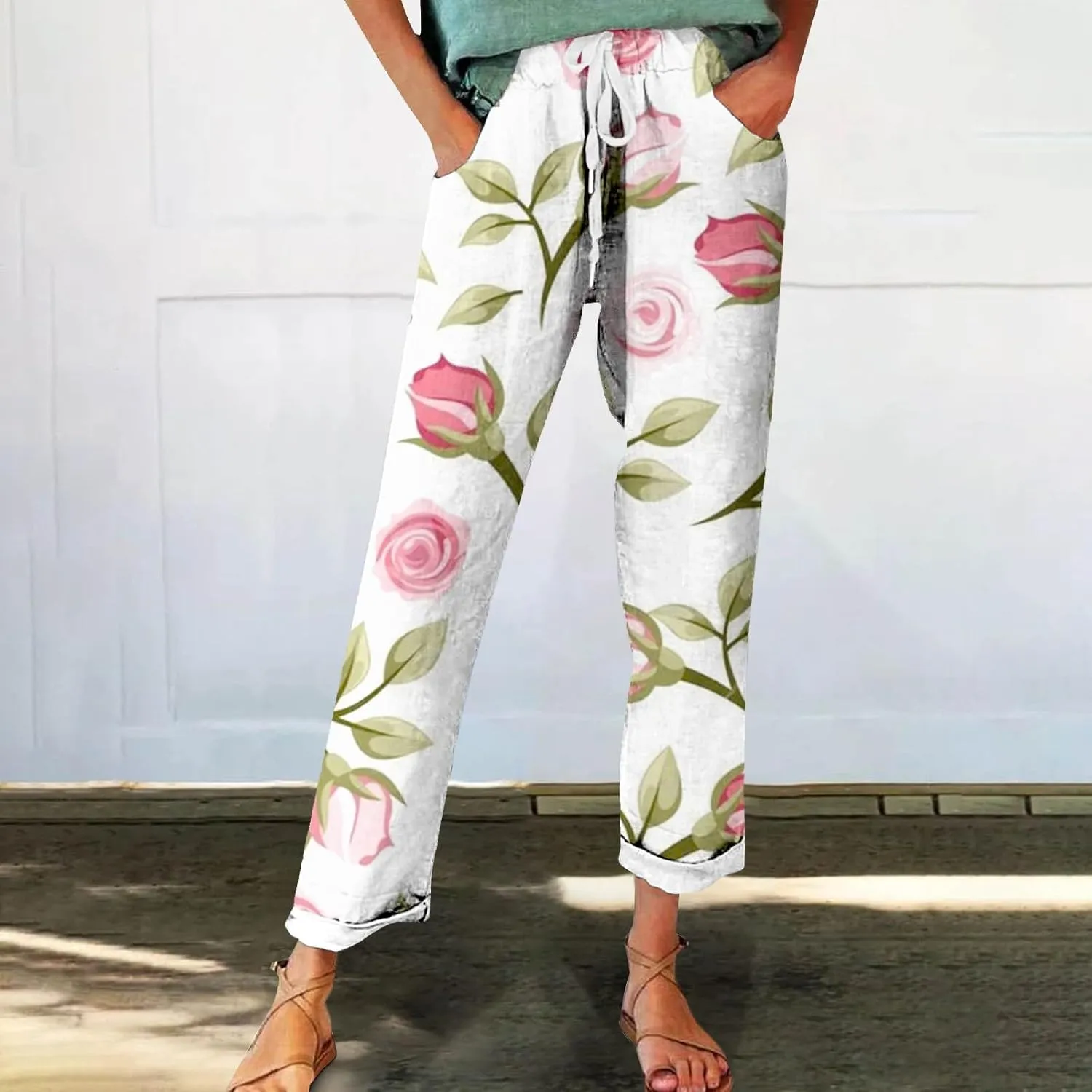 Plus Size Linen Pants for Women Plus Size Summer Cotton Palazzo Pants for Women Casual Summer Trousers