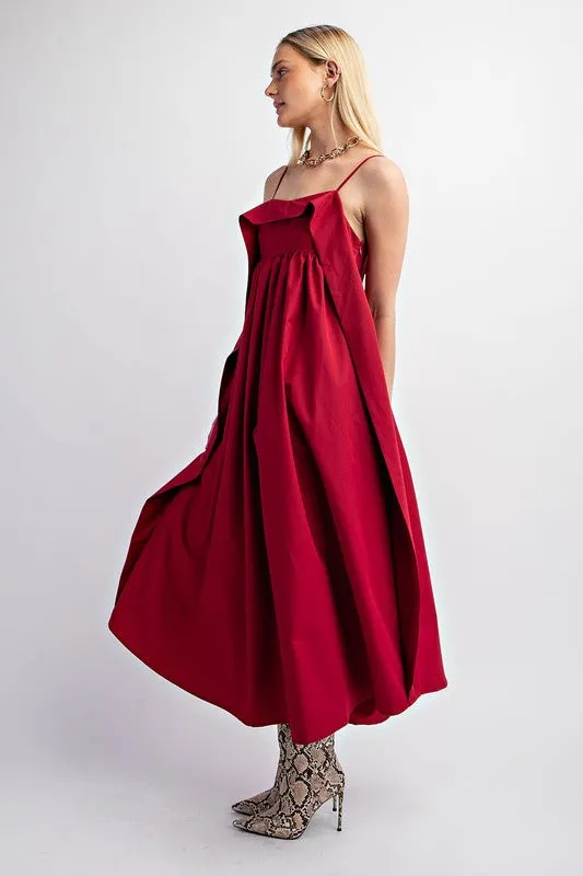 Raspberry Open Back Midi Dress