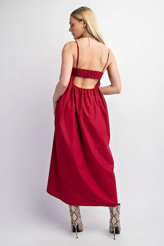 Raspberry Open Back Midi Dress