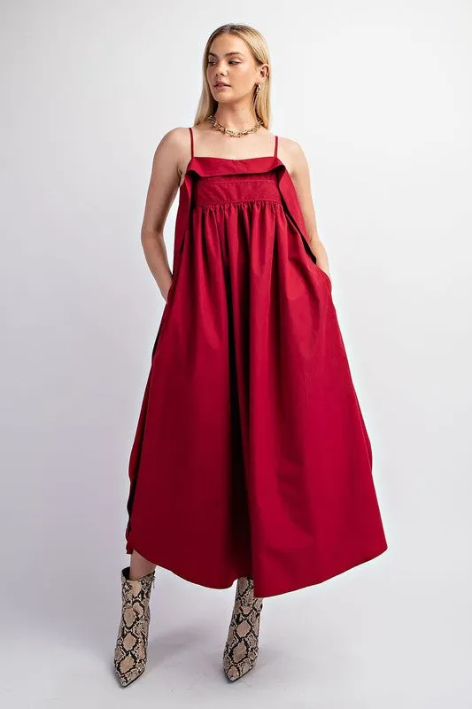 Raspberry Open Back Midi Dress