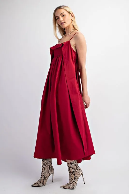 Raspberry Open Back Midi Dress