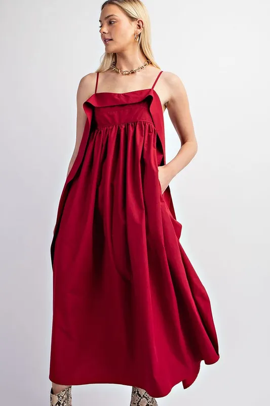 Raspberry Open Back Midi Dress