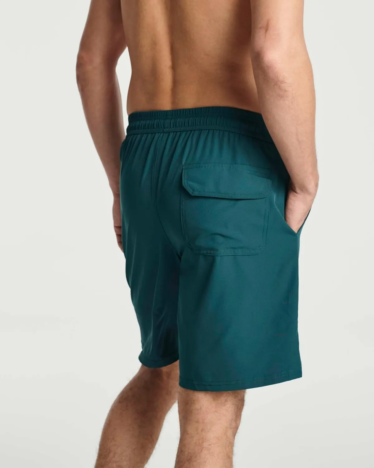 Real Essentials 3 Pack: Men's 9" Inch 2 in 1 Board Shorts with Compression Liner - Bathing Suit with Back Flap Pocket
