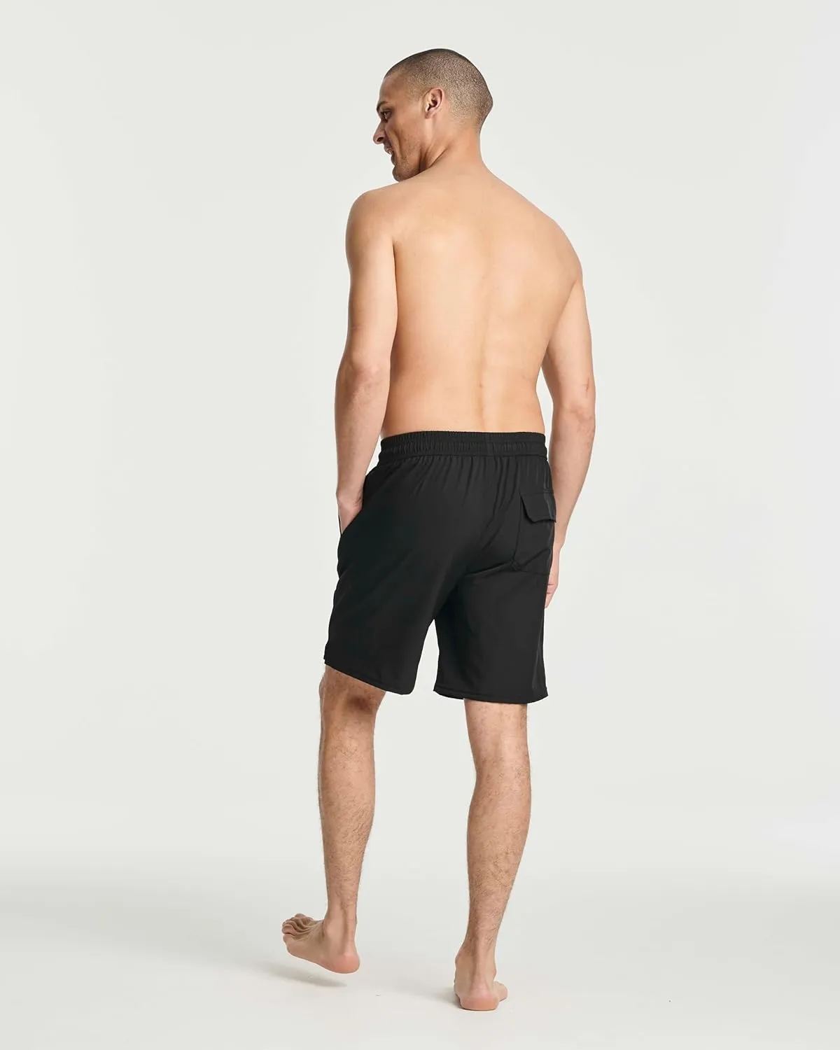 Real Essentials 3 Pack: Men's 9" Inch 2 in 1 Board Shorts with Compression Liner - Bathing Suit with Back Flap Pocket