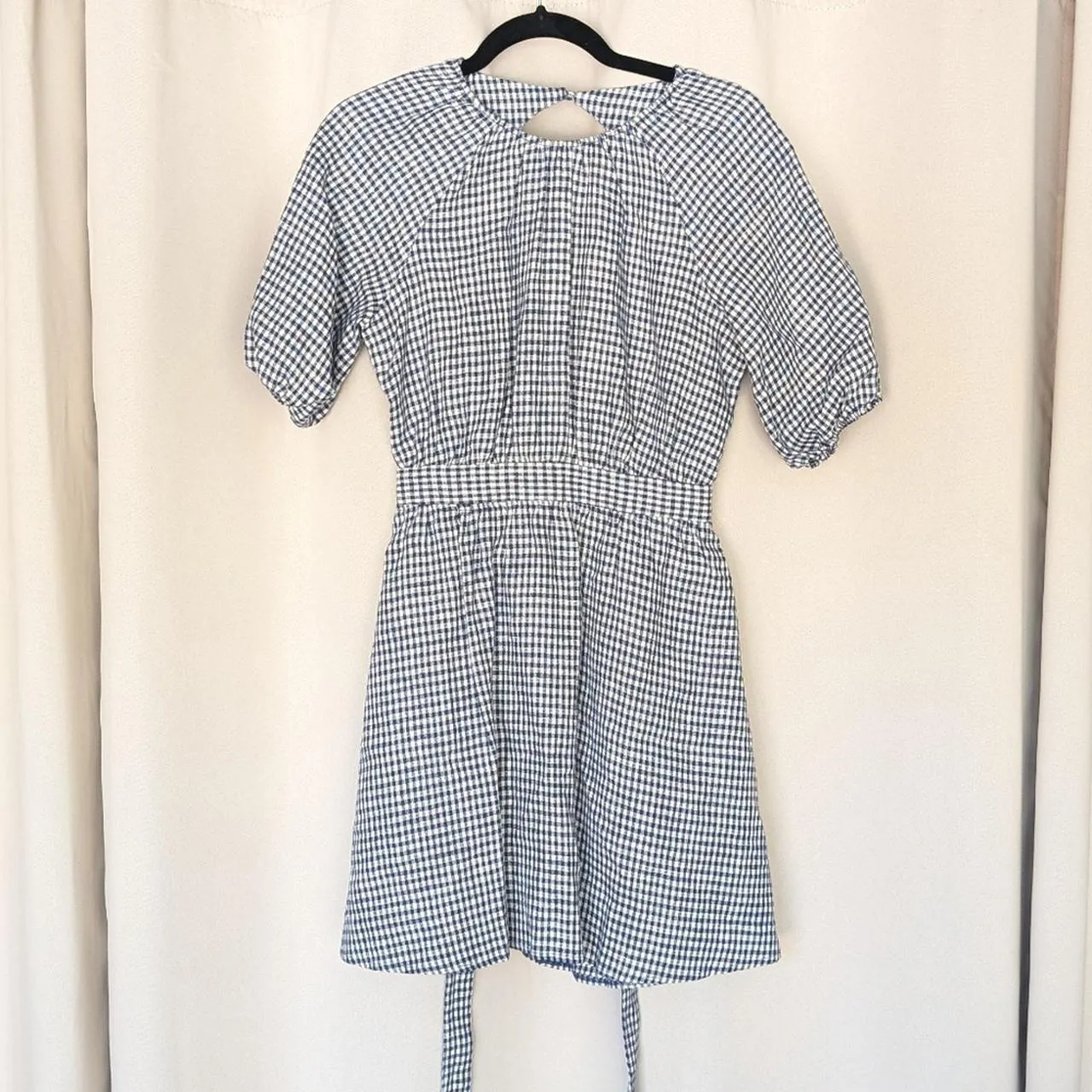 Reformation Open Back Mini Dress Blue Gingham
