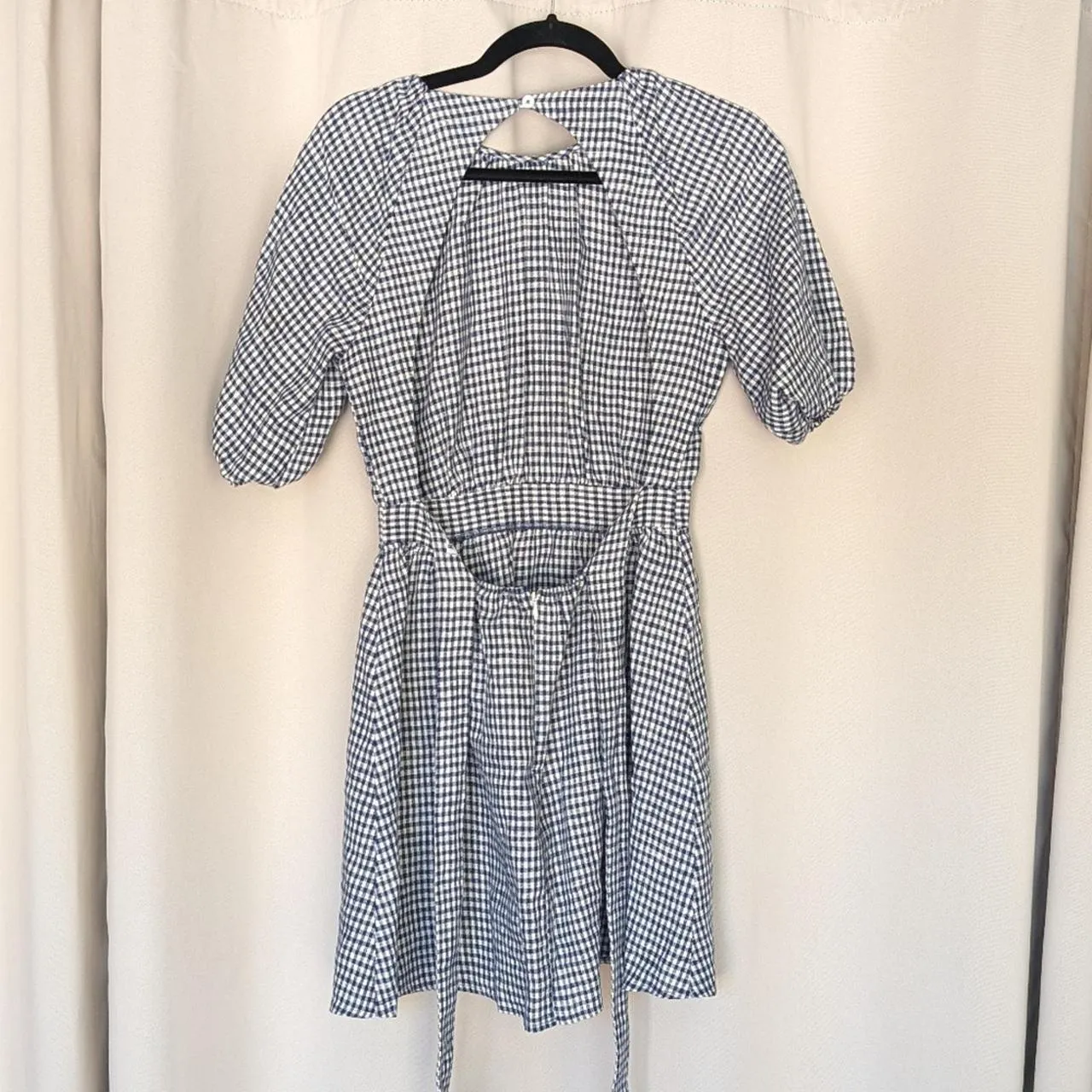 Reformation Open Back Mini Dress Blue Gingham