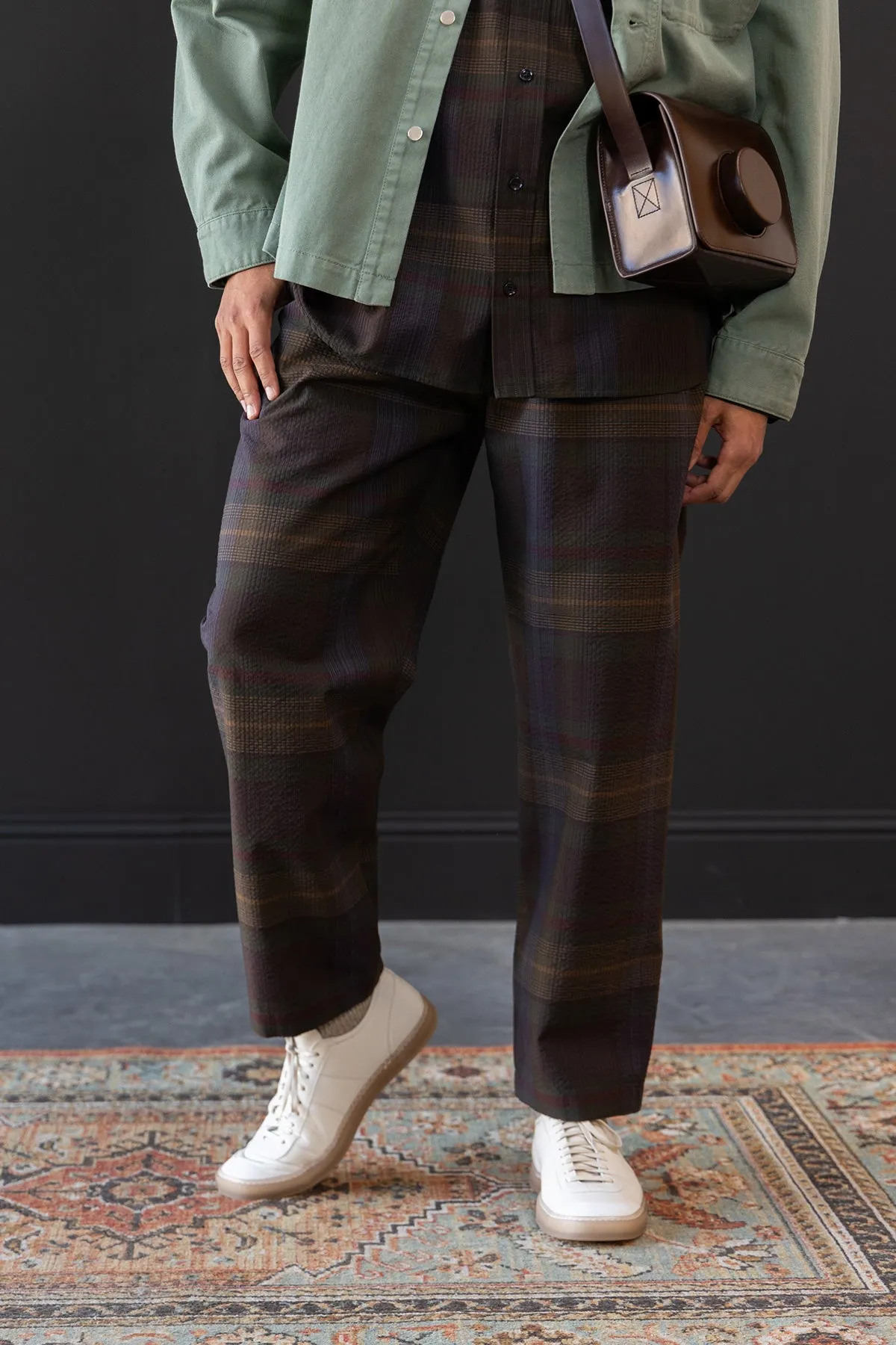 Relaxed Pants - Khaki/Burgundy