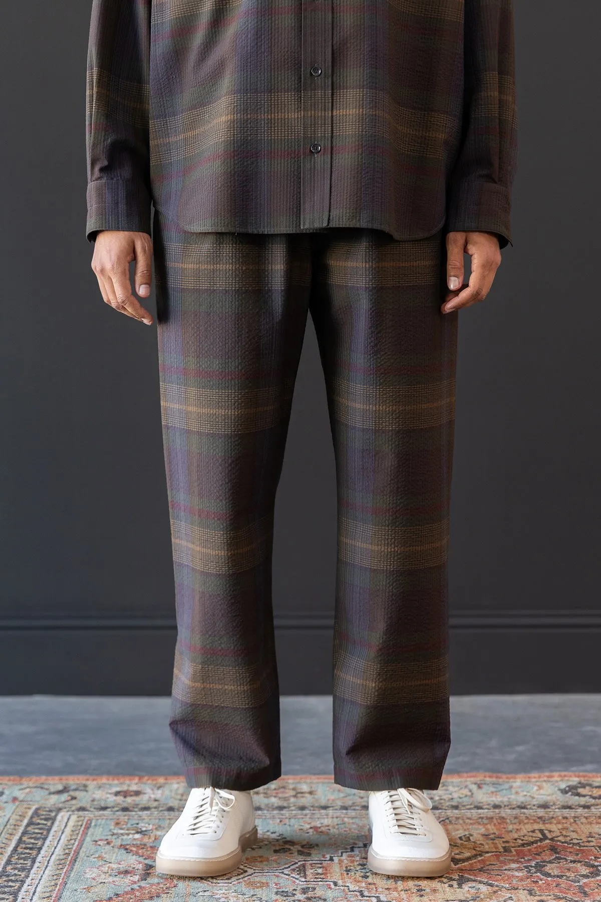 Relaxed Pants - Khaki/Burgundy