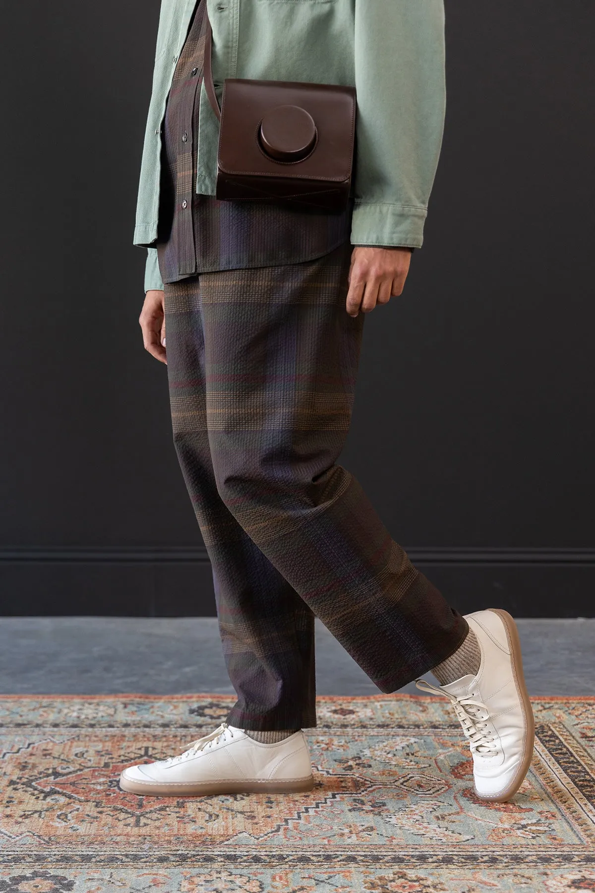 Relaxed Pants - Khaki/Burgundy