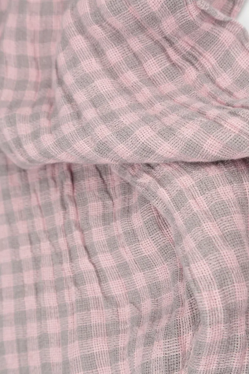 Roll Up Pink Check Linen Trousers