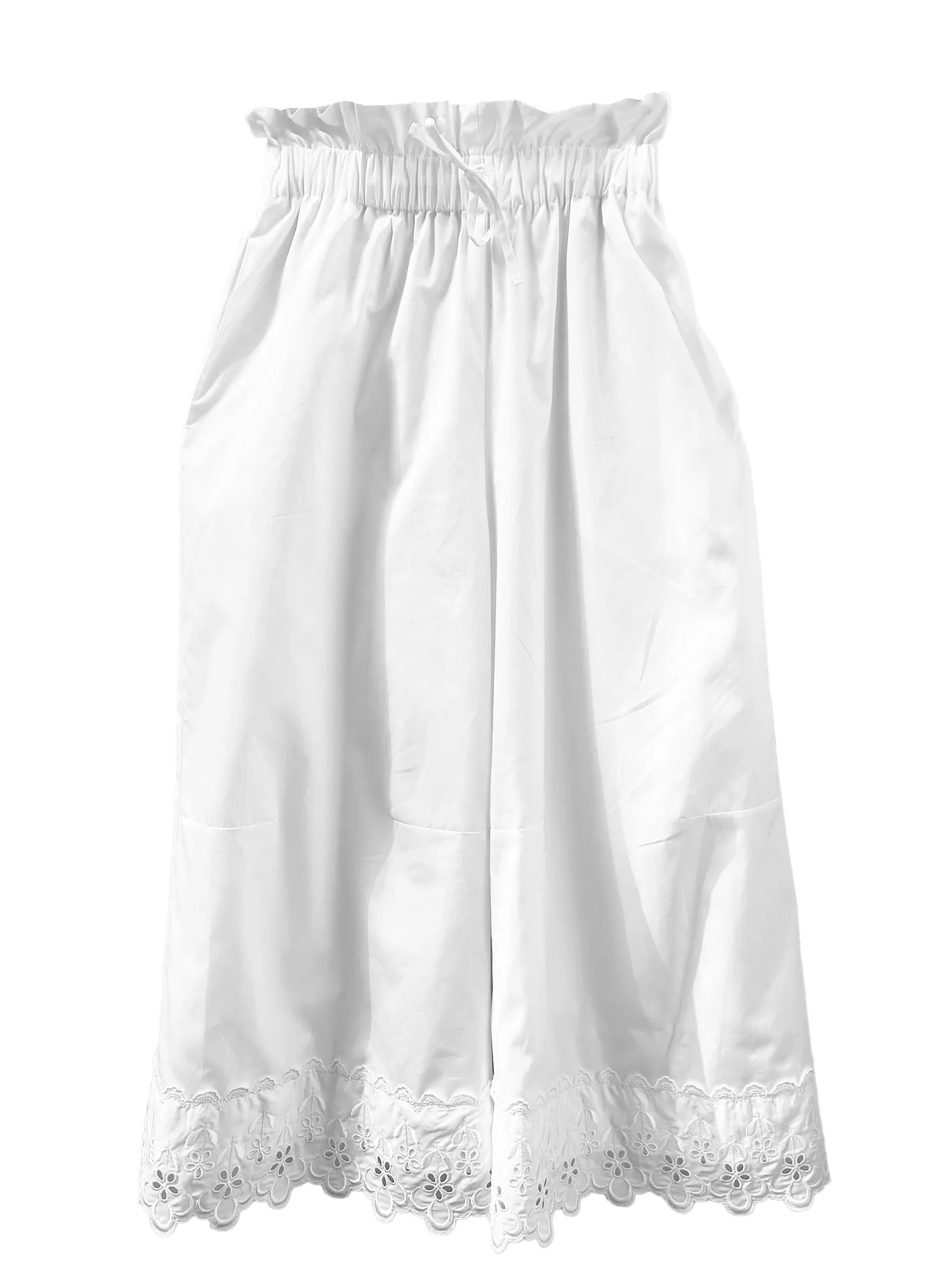 RUFFLE WAIST CROPPED TROUSERS