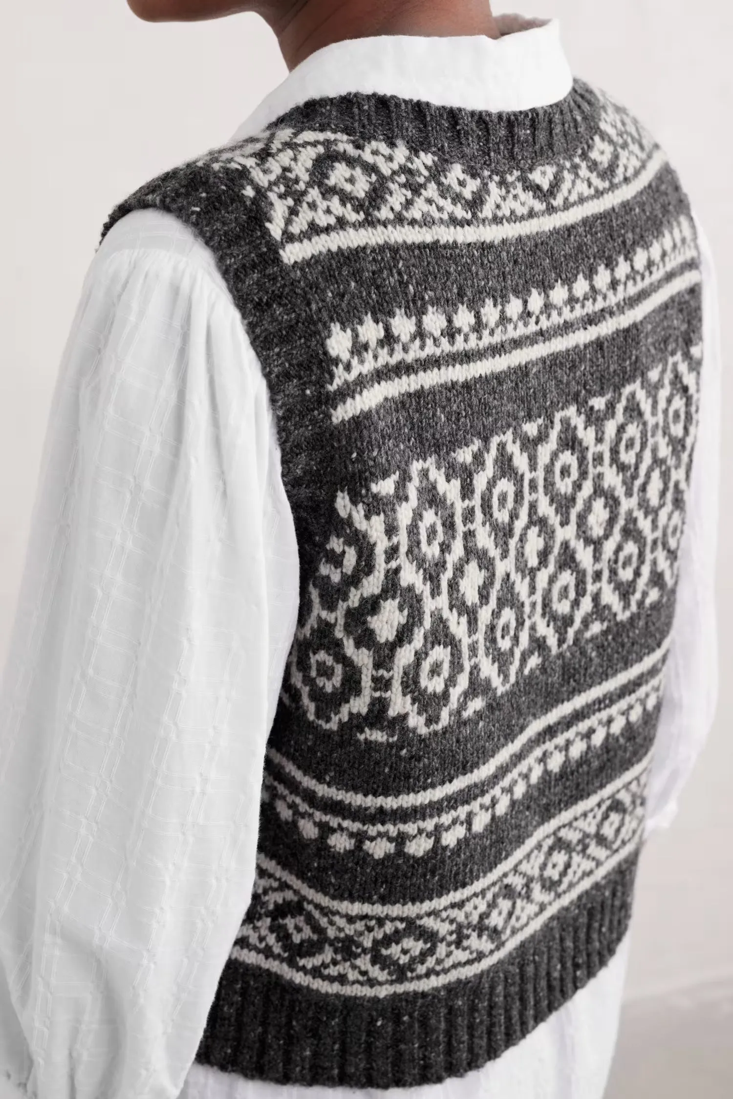 Seasalt Castwork Fair Isle Merino-Blend Vest Cardigan