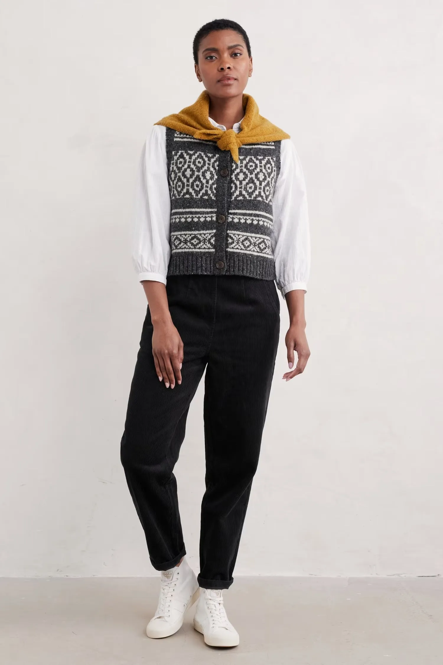 Seasalt Castwork Fair Isle Merino-Blend Vest Cardigan