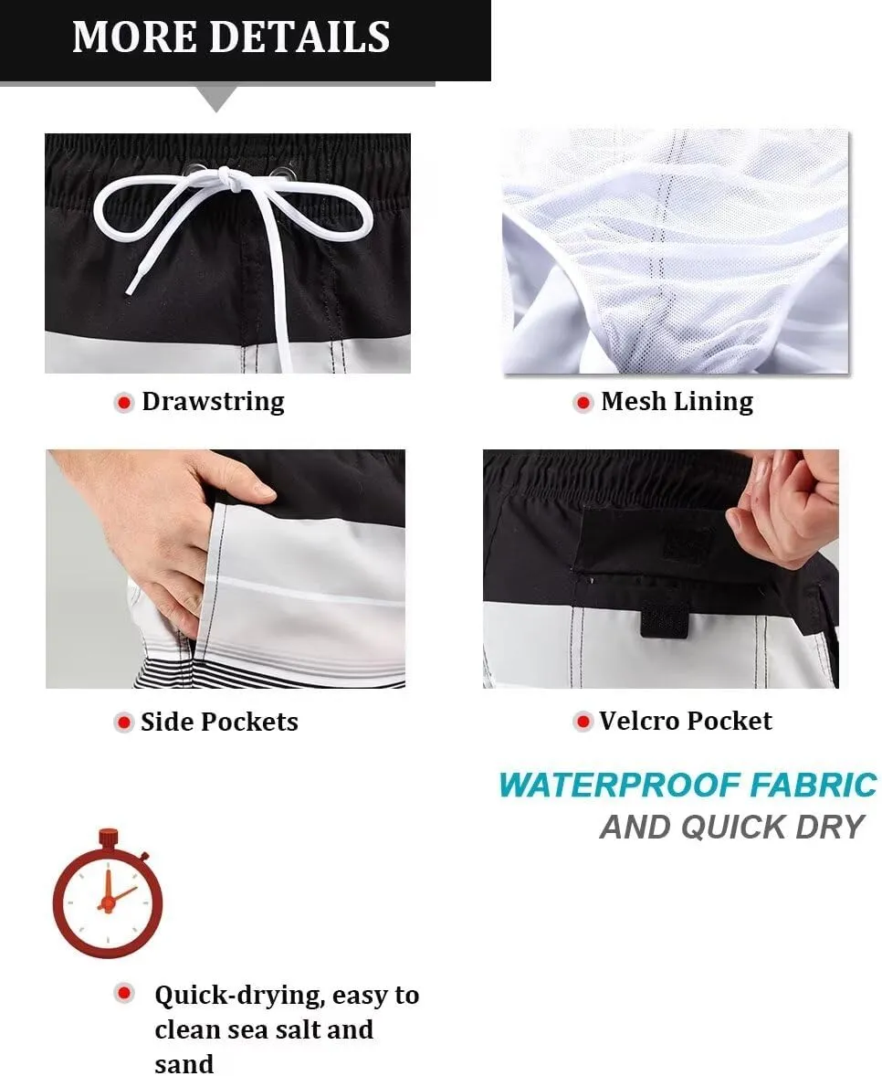 SILKWORLD Mens Swimming Trunks 5 Inch Inseam Swim Shorts Summer Bathing Suit Swimwear Beachwear with Pockets