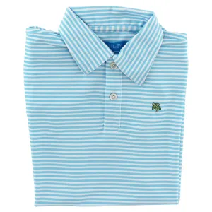 Sky Blue Stripe Performance Polo Shirt