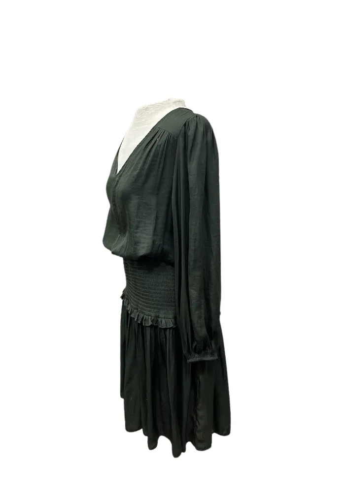 Smocked Satin Mini Dress | Dark Forest