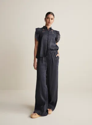 Sophia Silk Linen Pant | Navy